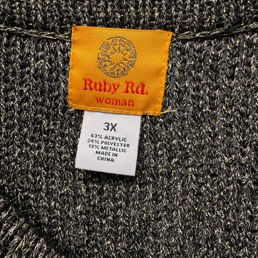 Ruby Rd. Shimmering‎ Gray Cardigan with Gold Accents - Picture 9 of 16